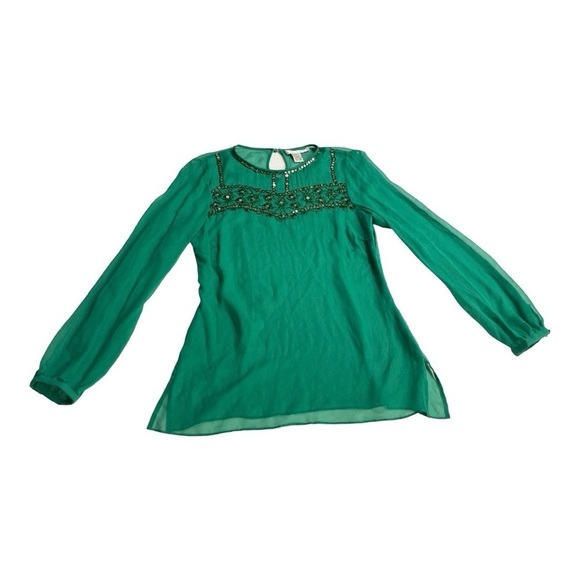 Z.b.d design Green blouse with bead and sequin emblishments size 10 - Picture 6 of 10